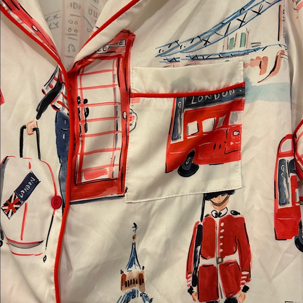 SHESHOW Red and White London Pajama Set - Picture 3 of 5
